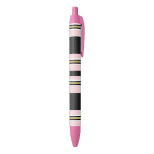 Büro-Schulstift Rosa Weiß Gold Schwarz Streifen Kugelschreiber
