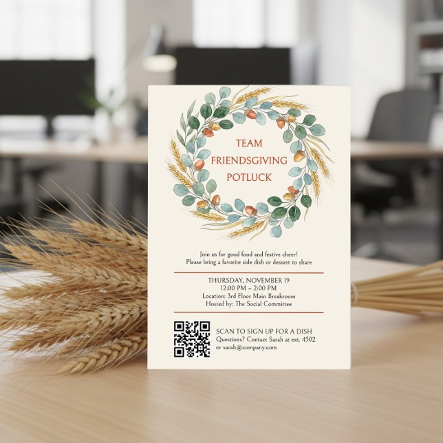 Büro-Team-Friendsgiving-Potluck-Erntedankfest Einladung (Friendsgiving Potluck Invitation by Darling & May)