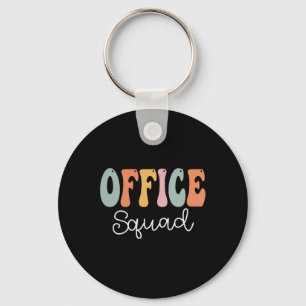 Büro-Truppe Retro Groovy Vintage Glücklicher Erste Schlüsselanhänger