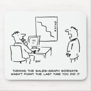 Büro-Verkaufschart seitwärts gedreht. Humorvoll Mousepad
