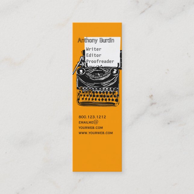 Büro-Vintages Schreibmaschinen-Zeichnen beruflich Mini Visitenkarte (Vorderseite)