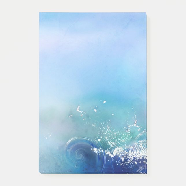 Büro - Wasserfarbenfrohe Meereswellen Post-it Klebezettel (Vorderseite)