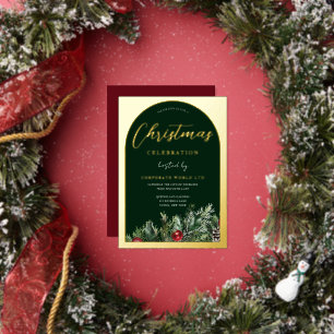 Büro-Weihnachtsfeier Green Gold Folieneinladung