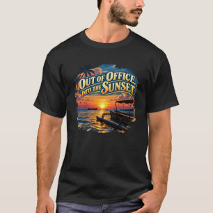 Büroauszeit in den Sonnenuntergangs-Retro-Urlaubsk T-Shirt