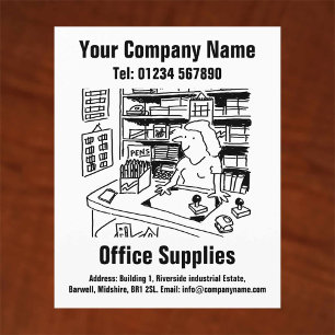 Bürobedarf Cartoon-Design Flyer