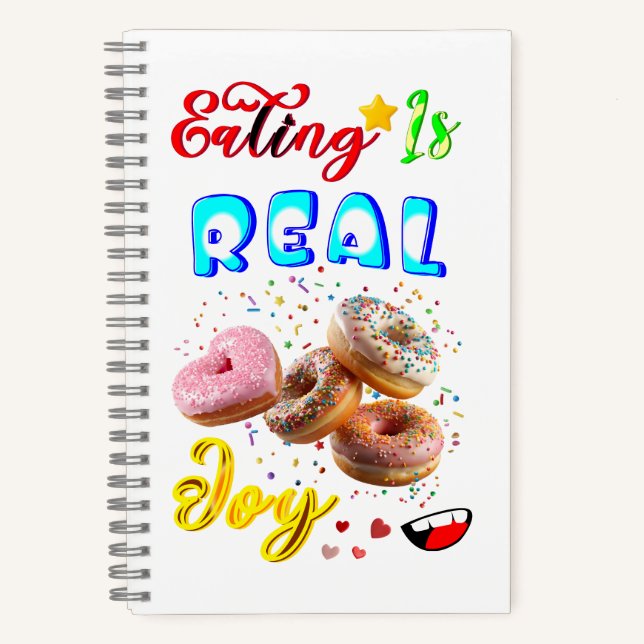 Bürobedarf zu essen ist echte Freude Notizbuch (Vorderseite)