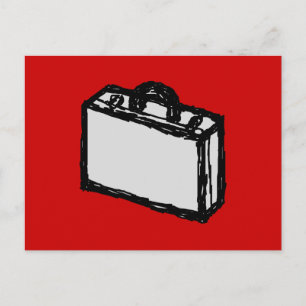 Bürobriefkasten oder Reisekoffer. Zeichen. Rot Postkarte