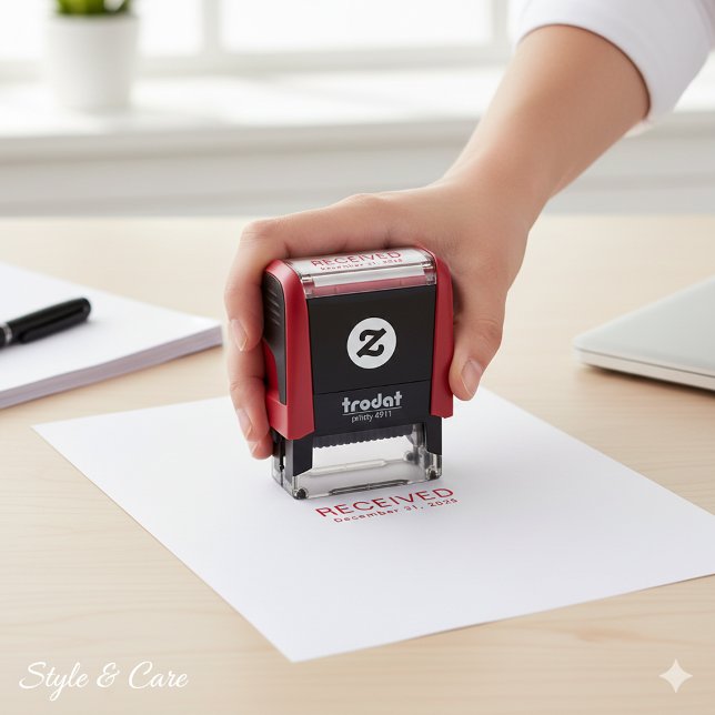 Bürofertig erhalten mit benutzerdefiniertem Datum Permastempel (Office Ready Received With Date Custom Self-inking Stamp)