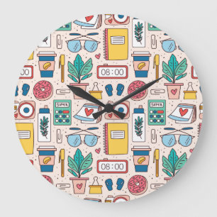 Bürogeschirr: Quirky-Seamless-Textur Große Wanduhr