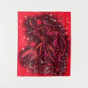 Bürokratie mit Bullen in der Sternennacht Wandteppich