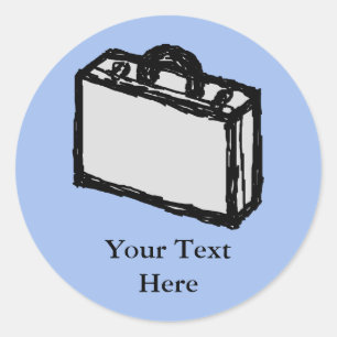 Büropapier oder Reisekoffer-Sketch. Blau. Runder Aufkleber