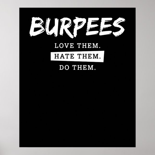 Burpees Liebe sie hassen sie tun sie lustig Poster (Vorne)