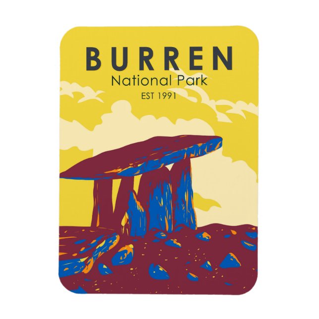 Burren Nationalpark Irland Reisen Art Vintag Magnet (Vertikal)