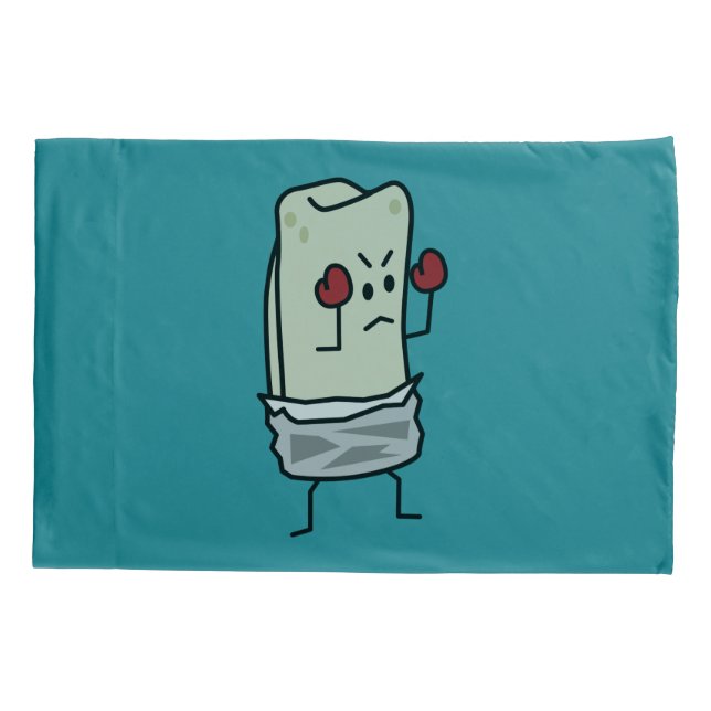 Burrito-Boxer-Kämpfer mit roten Boxhandschuhen Kissenbezug (Rückseite)