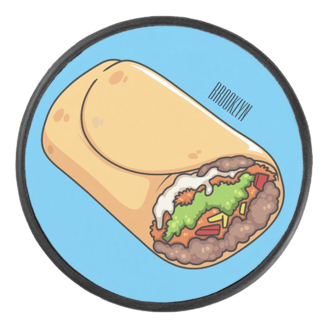 Burrito-Cartoon-Abbildung Eishockey Puck (Vorderseite)