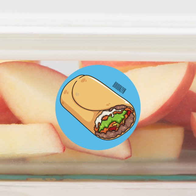 Burrito-Cartoon-Abbildung Etiketten (Befestigt)