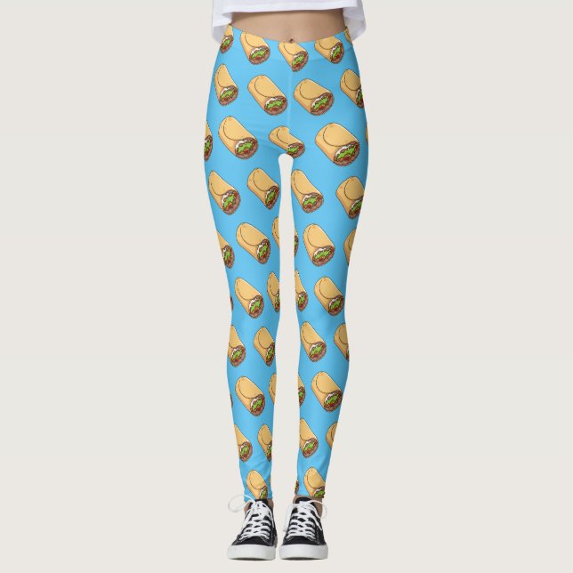 Burrito-Cartoon-Abbildung Leggings (Vorderseite)