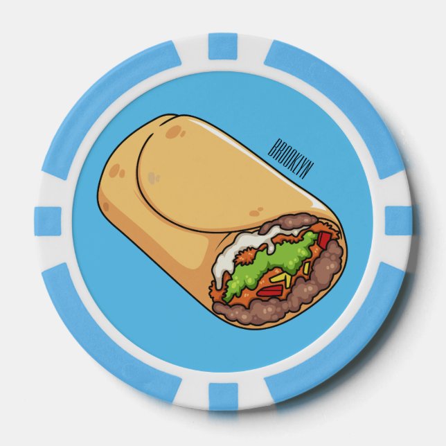 Burrito-Cartoon-Abbildung Pokerchips (Vorderseite)