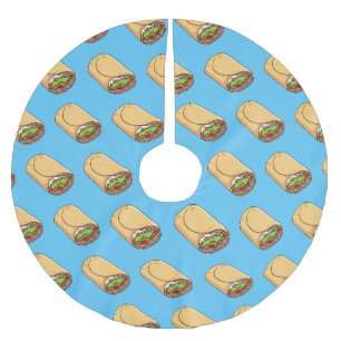 Burrito-Cartoon-Abbildung Polyester Weihnachtsbaumdecke