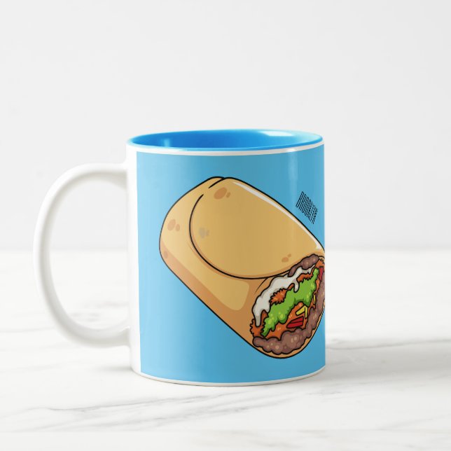 Burrito-Cartoon-Abbildung Zweifarbige Tasse (Links)