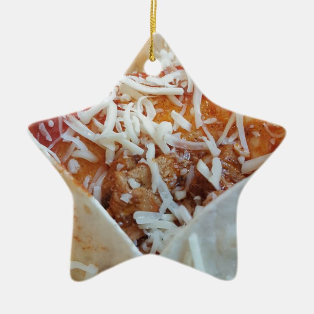 Burrito Cheese Funny Food Hintergrund Keramik Ornament (Vorne)