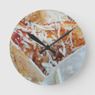 Burrito Cheese Funny Food Hintergrund Runde Wanduhr