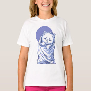 Burrito-Decke Blaues Kätzchen Kinder T-Shirt