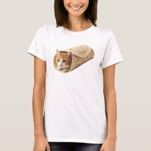 Burrito-Katze Lustiges Eingewickeltes Katzen-Meme- T-Shirt