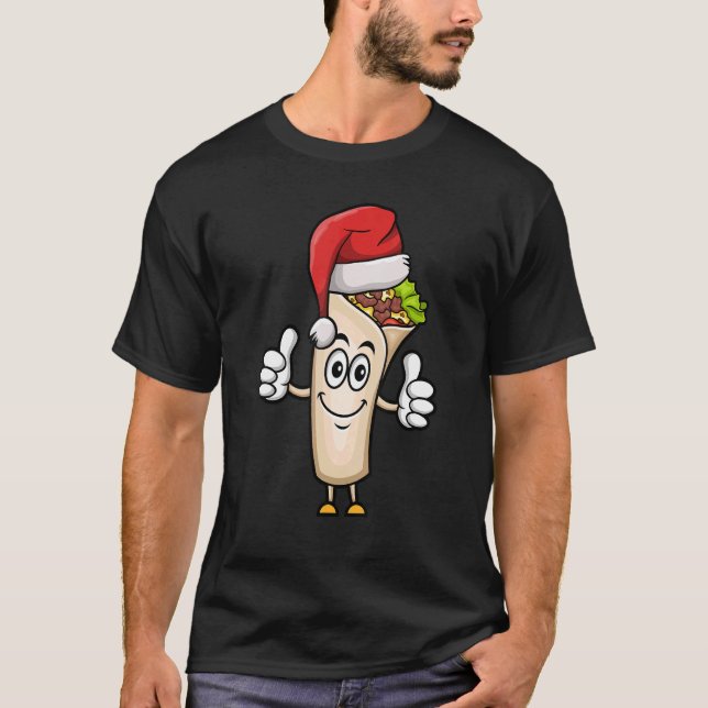 Burrito Weihnachtsmannmütze Weihnachten Pajama Mex T-Shirt (Vorderseite)