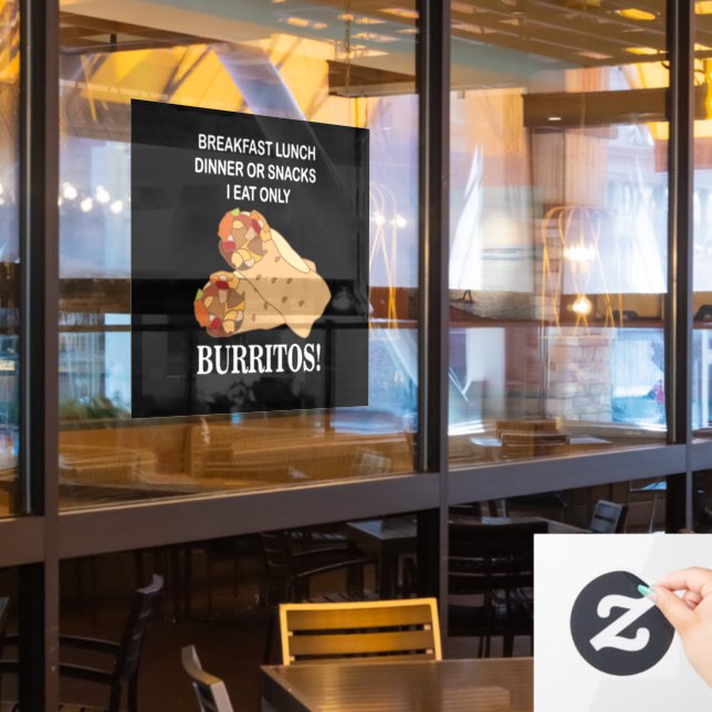 Burritos ich esse nur Burrito Restaurant Fensteraufkleber (Restaurantfenster)