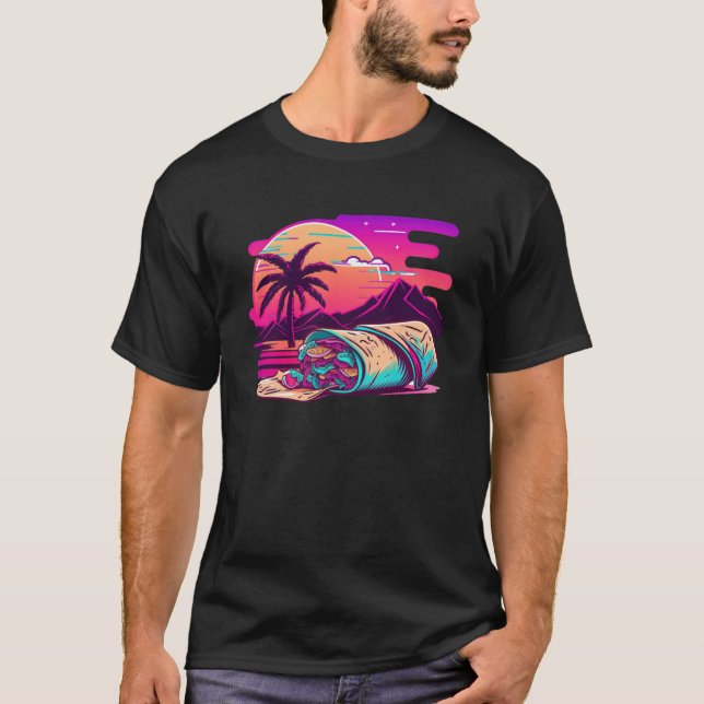 Burritos Synthwave 80s Retrowave Aesthetic T-Shirt (Vorderseite)