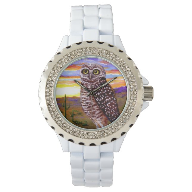 Burrowing Desert Owl Creationarts Armbanduhr (Vorderseite)