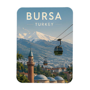 🏔️ Bursa Türkei Große Moschee und Bergblick Magnet