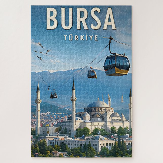 🏔️ Bursa Türkei Große Moschee und Bergblick Puzzle (Vertikal)
