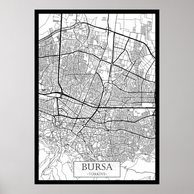Bursa Türkei Karte Poster (Vorne)