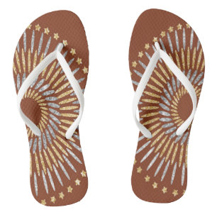 Burst Design mit Imitaten Silver & Gold Flip Flops