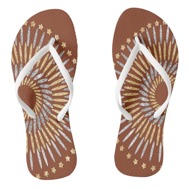 Burst Design mit Imitaten Silver & Gold Flip Flops (Fußbett)