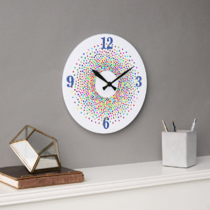 Burst of Color Dots Große Wanduhr