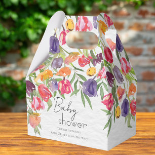 Burst of Colors Tulips and Greenery Baby Shower Geschenkschachtel