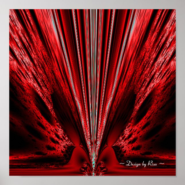 Burst - Rotes weißes Fraktal Poster (Vorne)