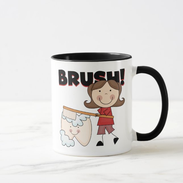BÜRSTE - Mädchen mit Zahn-T-Shirts und Geschenken Tasse (Rechts)