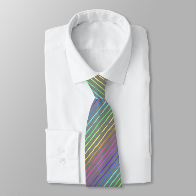 Bürsten-Anschlag-Regenbogen-gestreiftes silbernes Krawatte (Gebunden)