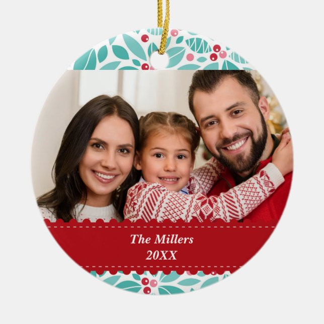 Bürsten des benutzerdefinierten Fotos "Holly Red R Keramik Ornament (Vorne)