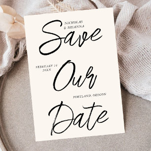 Bürsten-Schwarz-Typografie Nicht-Photo-Einzigartig Save The Date