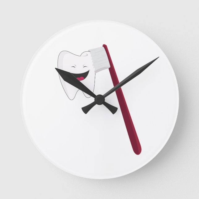 Bürsten-Zähne Runde Wanduhr (Vorderseite)