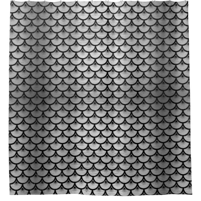 BÜRSTETEN SCHWARZER MARMOR SCALES3 U. SILBER DUSCHVORHANG (Vorderseite)
