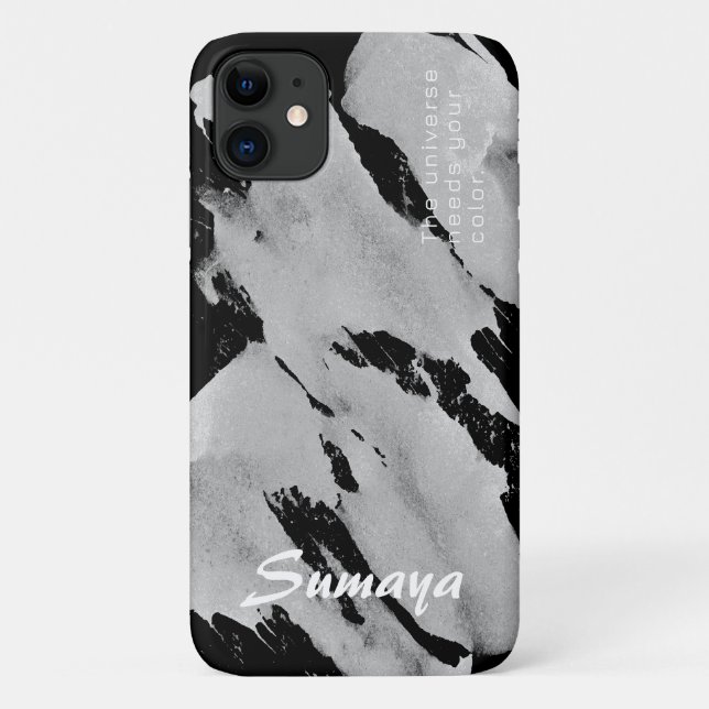 Bürstiges Schwarz & Grau iPhone 11 Hülle | Anpassb (Rückseite)