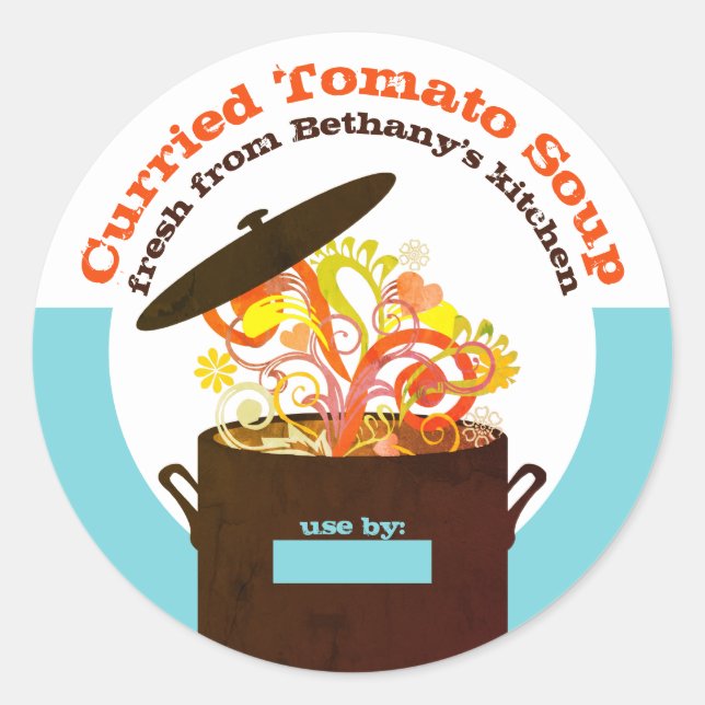Bursting Aromen Kochen Topf Suppe Konservierung Runder Aufkleber (Vorderseite)