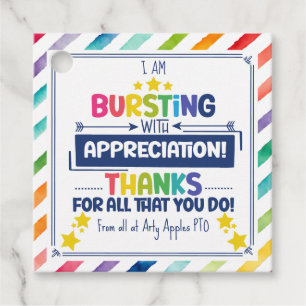 Bursting mit Dankbarkeit Geschenkmarke Geschenkanhänger
