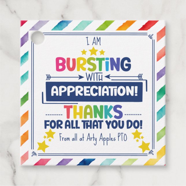 Bursting mit Dankbarkeit Geschenkmarke Geschenkanhänger (Vorderseite)
